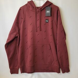 Large Under Armour Men's Rival Fleece Hoodie chestnut red